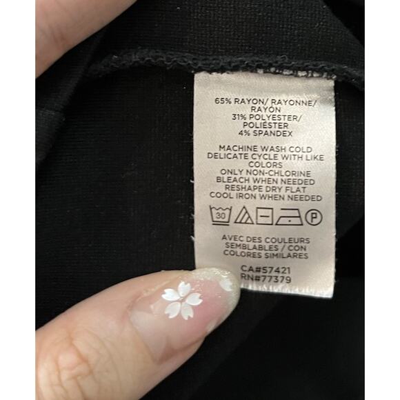 Ann Taylor Black Long Puff Sleeve Back Keyhole Round Neck Women's Top Size XL - Picture 4 of 5